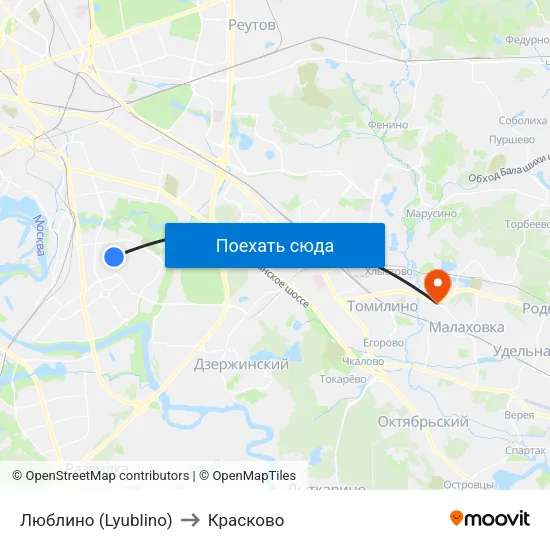 Люблино (Lyublino) to Красково map