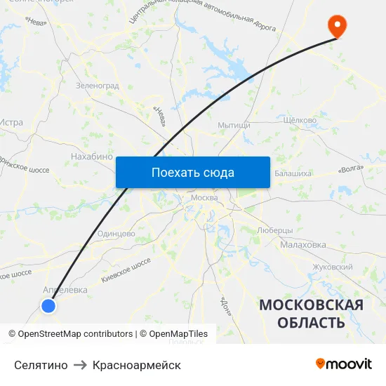 Селятино to Красноармейск map