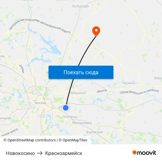 Новокосино to Красноармейск map