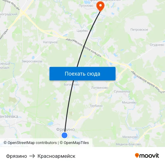 Фрязино to Красноармейск map