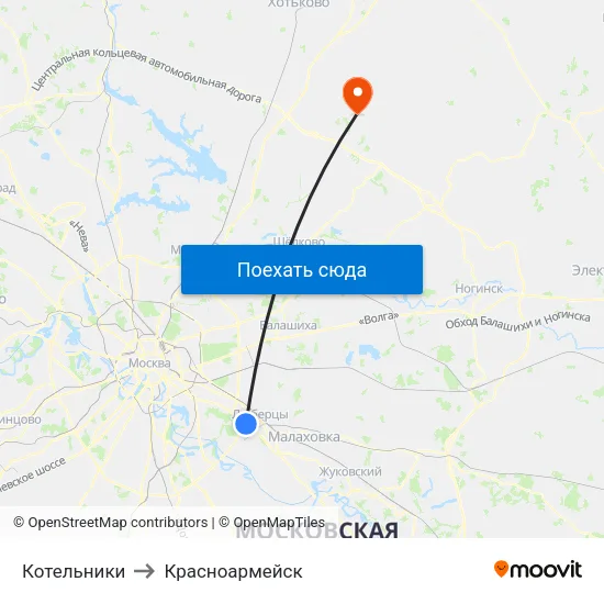 Котельники to Красноармейск map