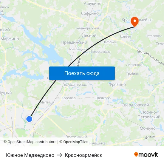 Южное Медведково to Красноармейск map
