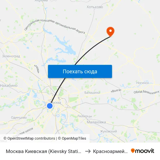 Москва Киевская (Kievsky Station) to Красноармейск map