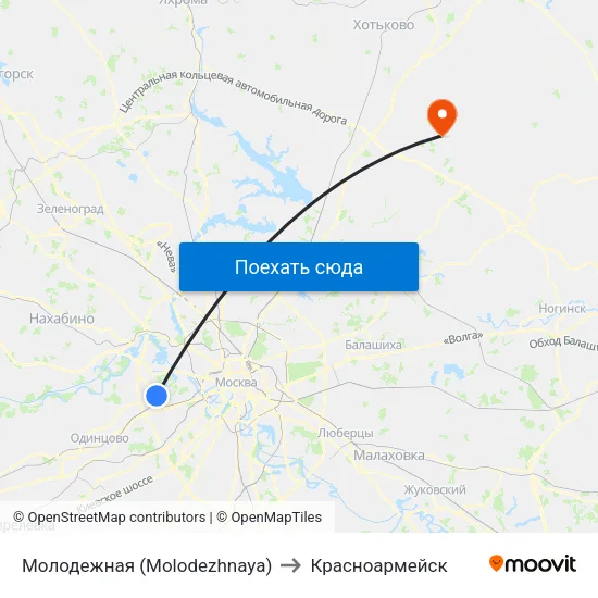Молодежная (Molodezhnaya) to Красноармейск map