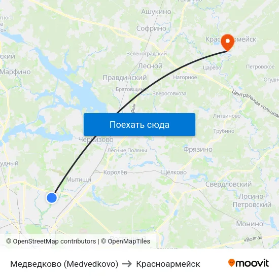 Медведково (Medvedkovo) to Красноармейск map