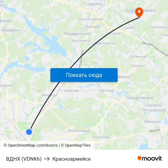 ВДНХ (VDNKh) to Красноармейск map
