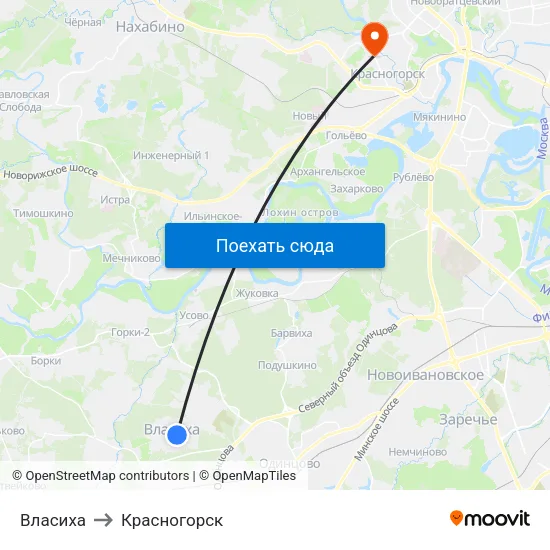 Власиха to Красногорск map