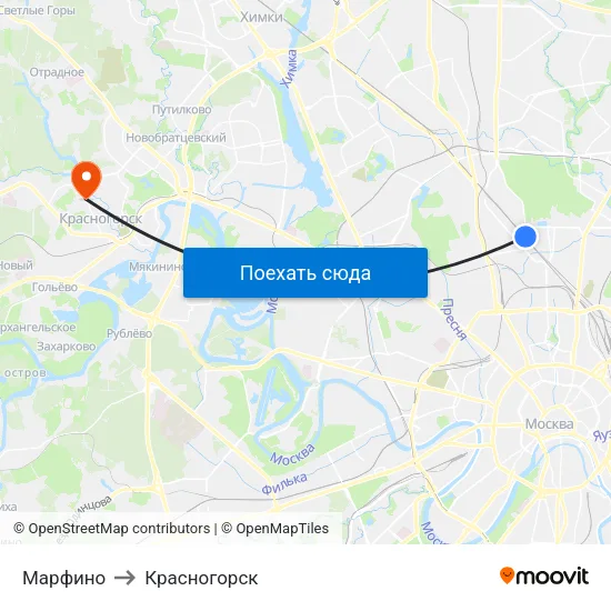 Марфино to Красногорск map