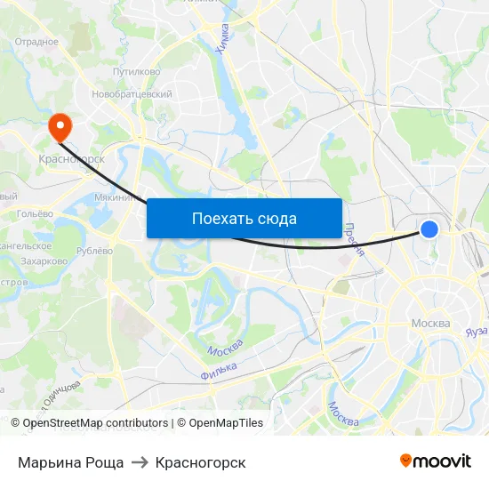 Марьина Роща to Красногорск map