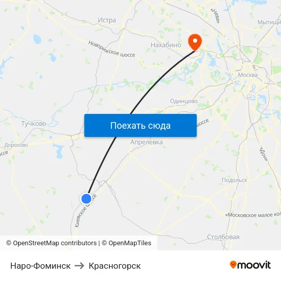 Наро-Фоминск to Красногорск map
