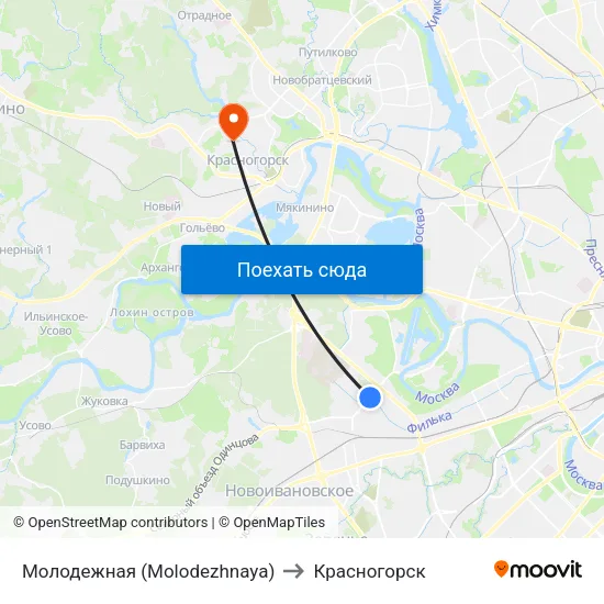 Молодежная (Molodezhnaya) to Красногорск map