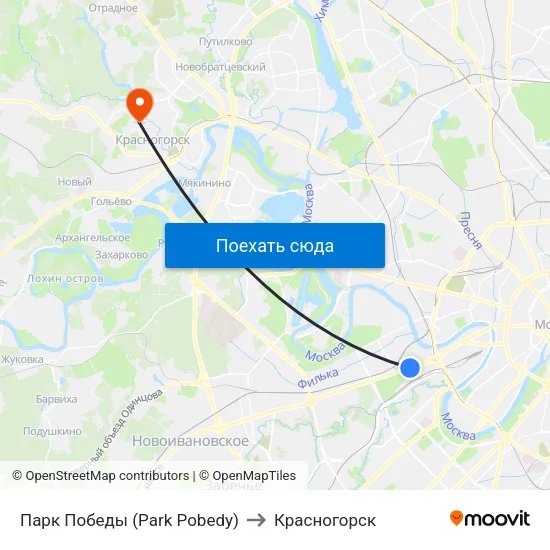 Парк Победы (Park Pobedy) to Красногорск map