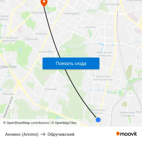 Аннино (Annino) to Обручевский map