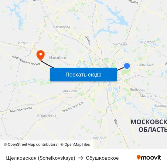 Щелковская (Schelkovskaya) to Обушковское map