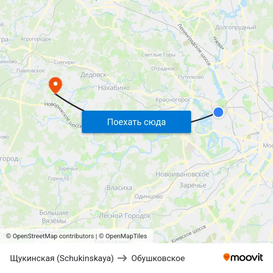 Щукинская (Schukinskaya) to Обушковское map