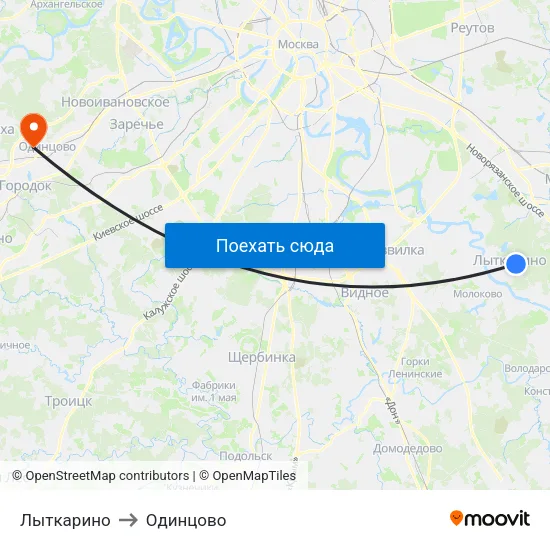 Лыткарино to Одинцово map