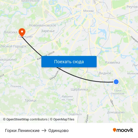 Горки Ленинские to Одинцово map