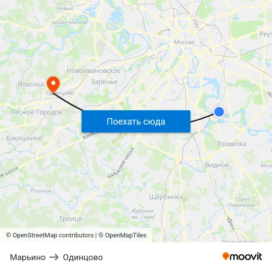 Марьино to Одинцово map