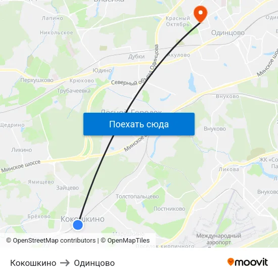 Кокошкино to Одинцово map