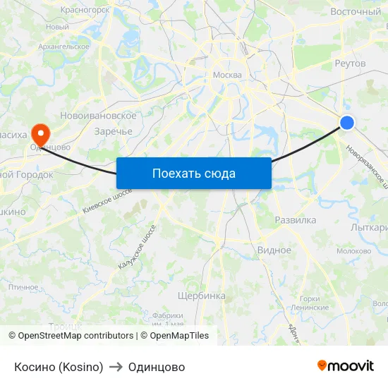 Косино (Kosino) to Одинцово map