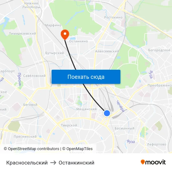 Красносельский to Останкинский map