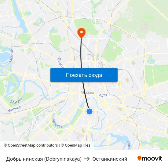 Добрынинская (Dobryninskaya) to Останкинский map
