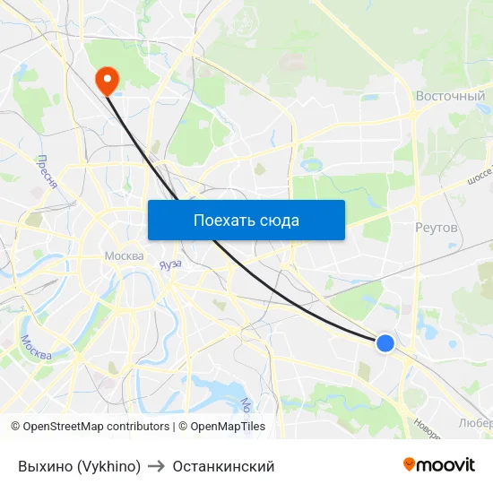 Выхино (Vykhino) to Останкинский map