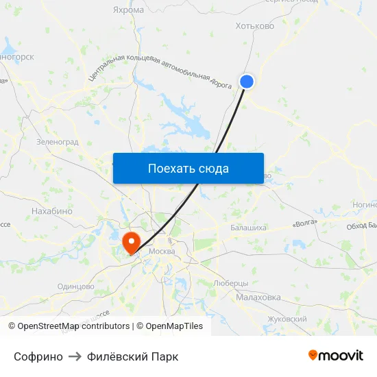 Софрино to Филёвский Парк map