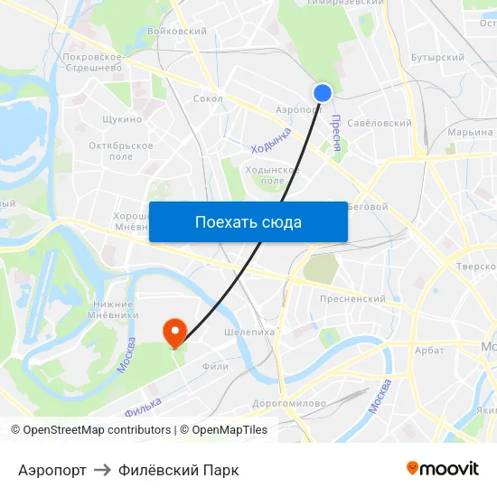 Аэропорт to Филёвский Парк map