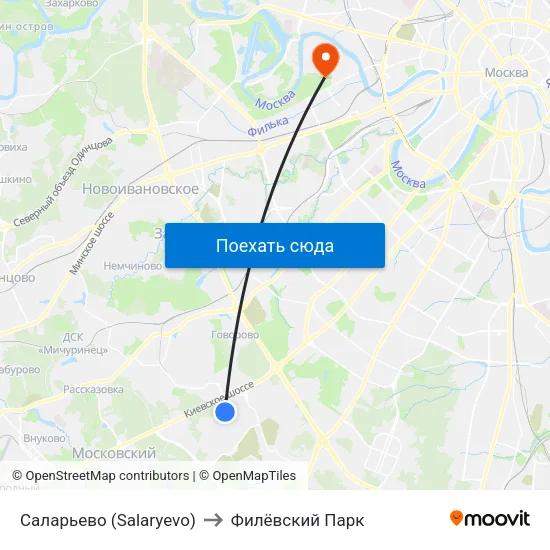 Саларьево (Salaryevo) to Филёвский Парк map