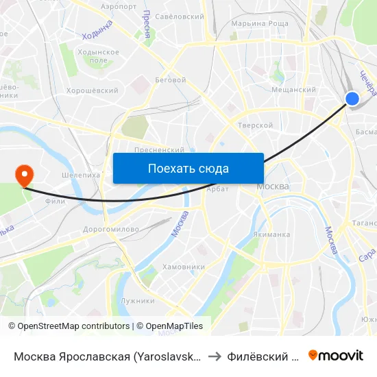 Москва Ярославская (Yaroslavsky Station) to Филёвский Парк map