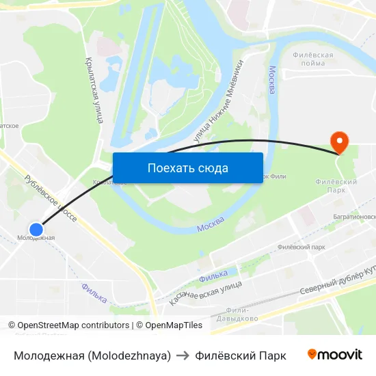 Молодежная (Molodezhnaya) to Филёвский Парк map