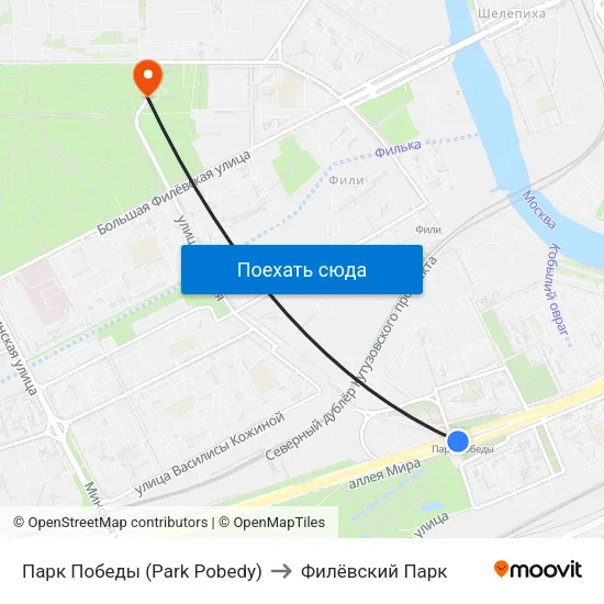 Парк Победы (Park Pobedy) to Филёвский Парк map