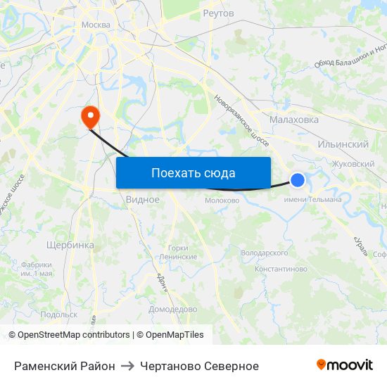 Раменский Район to Чертаново Северное map