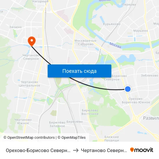 Орехово-Борисово Северное to Чертаново Северное map
