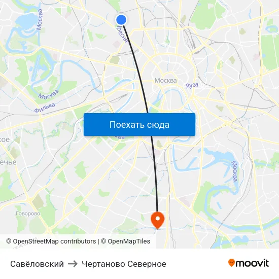 Савёловский to Чертаново Северное map