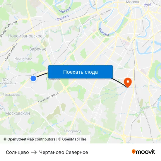 Солнцево to Чертаново Северное map