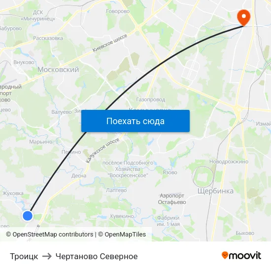 Троицк to Чертаново Северное map