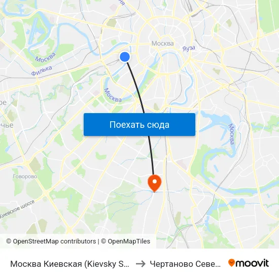 Москва Киевская (Kievsky Station) to Чертаново Северное map