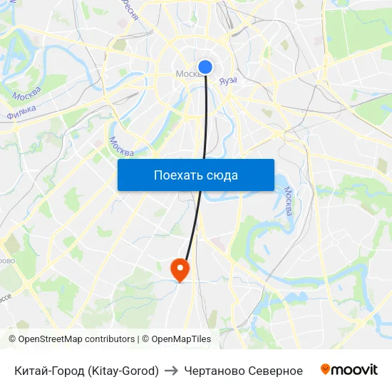 Китай-Город (Kitay-Gorod) to Чертаново Северное map