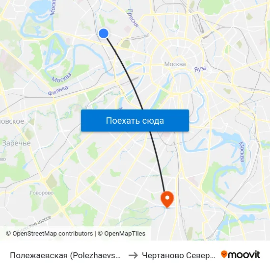 Полежаевская (Polezhaevskaya) to Чертаново Северное map