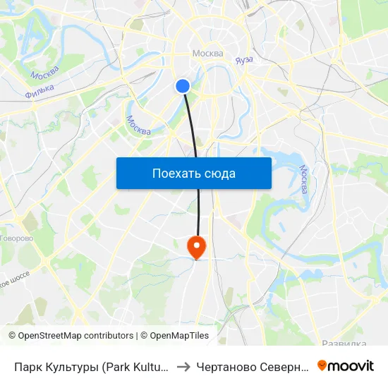Парк Культуры (Park Kultury) to Чертаново Северное map