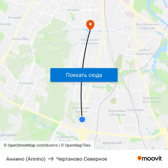 Аннино (Annino) to Чертаново Северное map