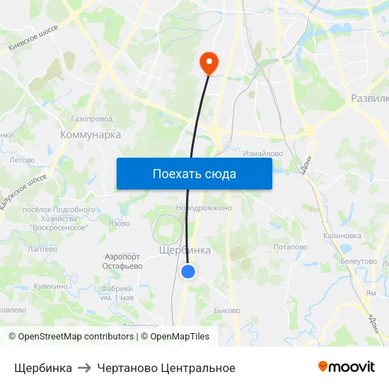 Щербинка to Чертаново Центральное map