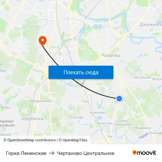 Горки Ленинские to Чертаново Центральное map