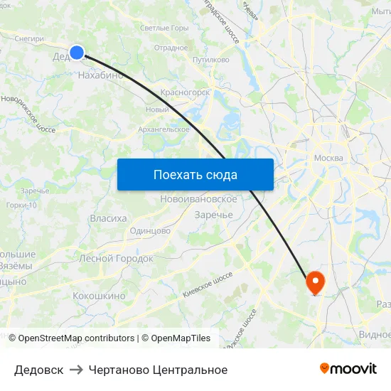 Дедовск to Чертаново Центральное map