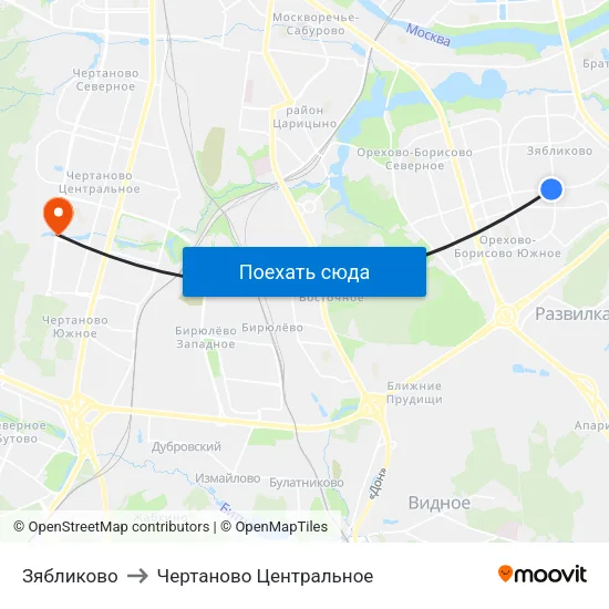 Зябликово to Чертаново Центральное map