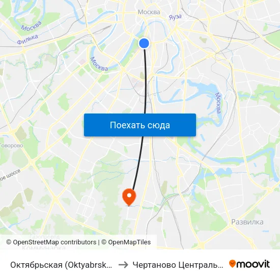 Октябрьская (Oktyabrskaya) to Чертаново Центральное map