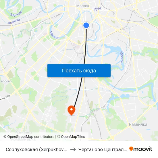 Серпуховская (Serpukhovskaya) to Чертаново Центральное map