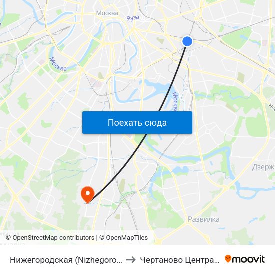 Нижегородская (Nizhegorodskaya) to Чертаново Центральное map